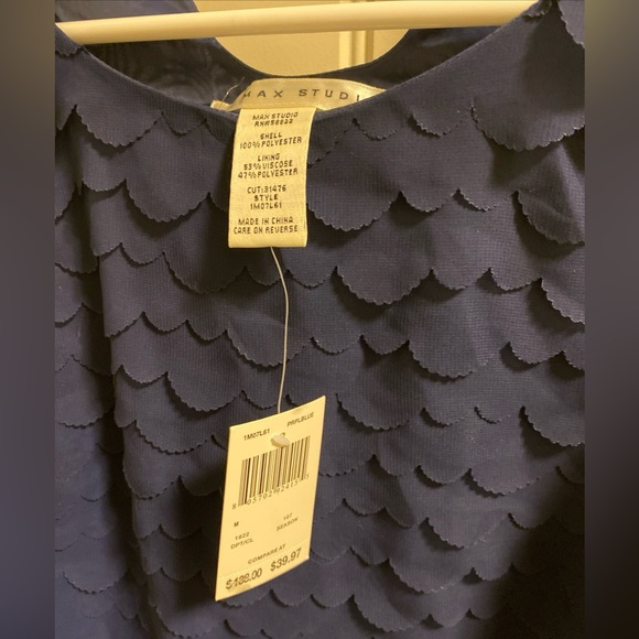 NWT Max Studio M dress navy blue size medium M Med sleeveless Mermaid Scales New - Picture 2 of 14